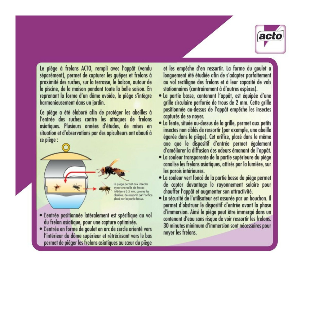 Acto piège spécial frelons asiatiques