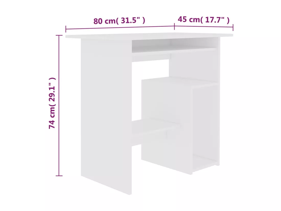 Bureau Blanc 80 x 45 x 74 cm Aggloméré
