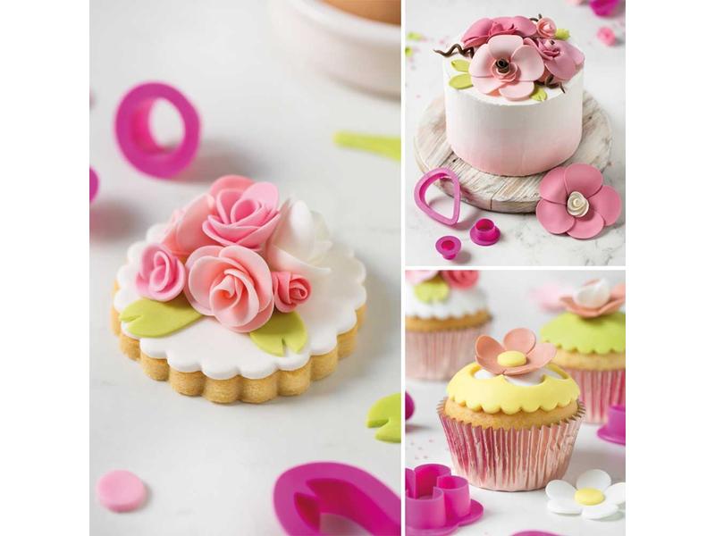 Decora Prägerform Blumen Rosa Ausstechformen Set