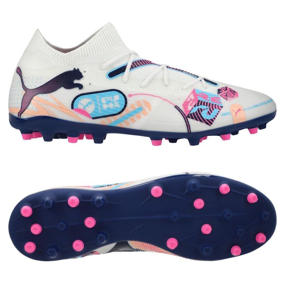 PUMA Future 7 Match MG Volume Up - Blanc/Bleu/Poison Pink/Fizzy Melon