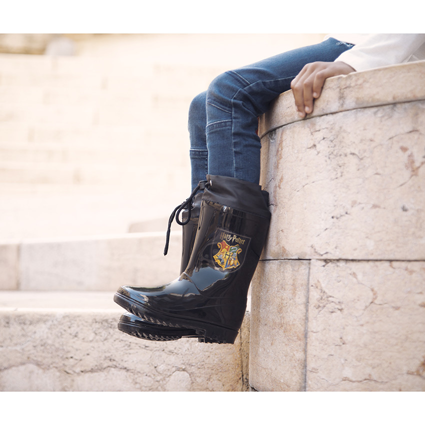 Bottes de pluie noires print logo Harry Potter pour enfant garçon