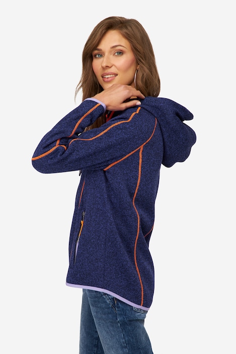 Strickfleece-Jacke, Kapuze, Zipper, Langarm, OEKO-TEX