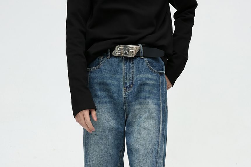 FAERIS - Hoge taille gewassen losse jeans