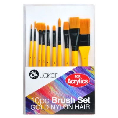 Jakar Acrylic Gold Nylon Hair Brush Set Of 10