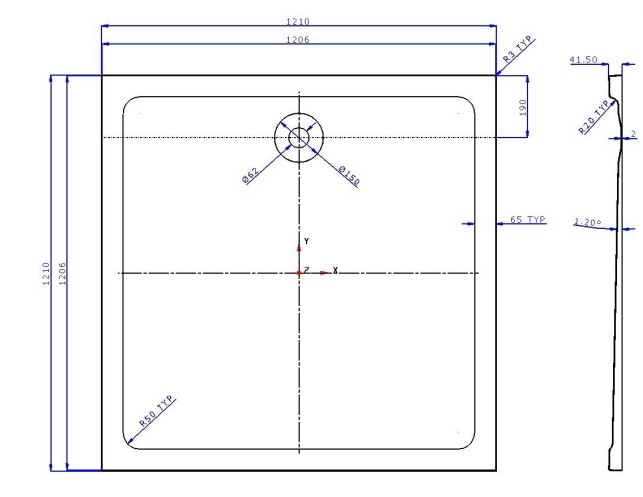 Eastbrook Volente douchebak 120x120cm composiet wit