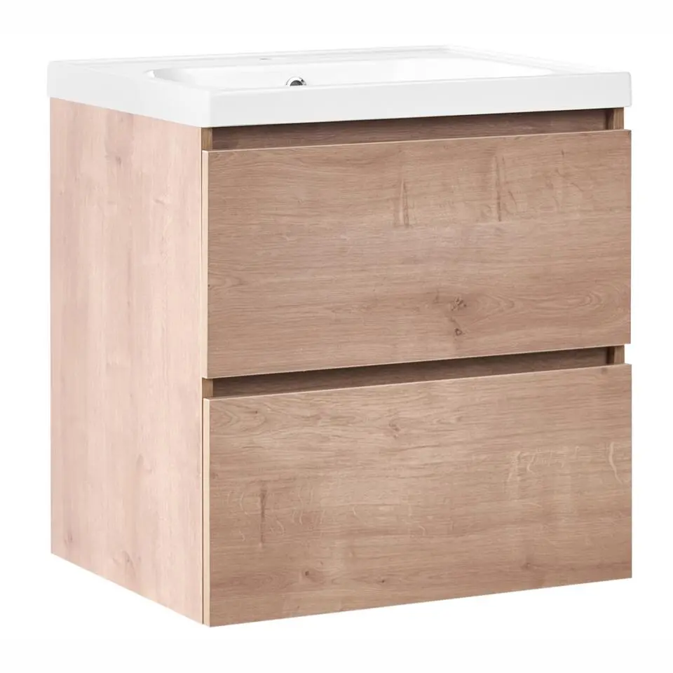 LAGOA - Wandgemonteerd meubel met wasbak - Lichtbruin - 60 cm - MDF
