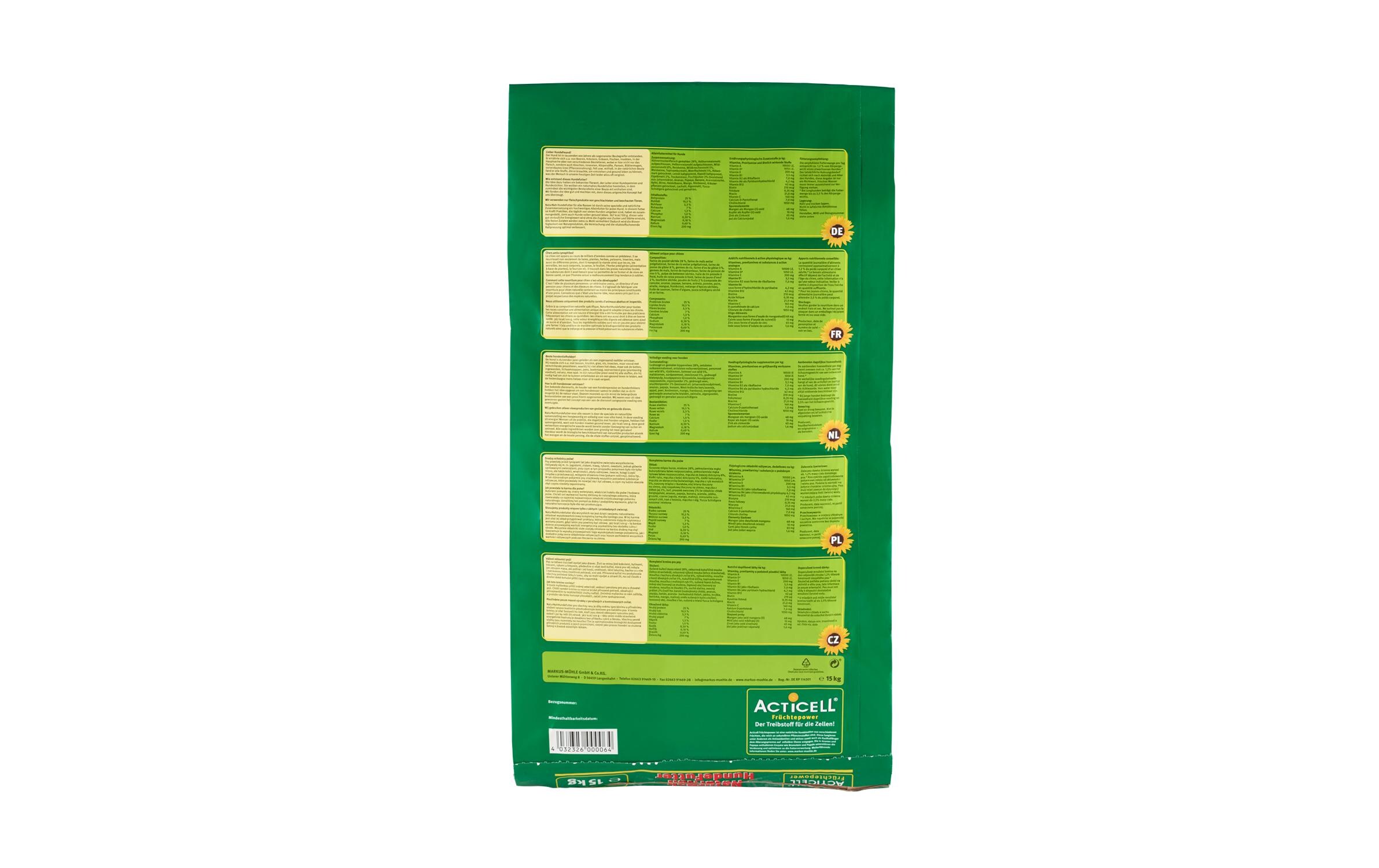 Trockenfutter Dog NaturNah, 15 kgKaltgepresstes Alleinfuttermittel für Hunde