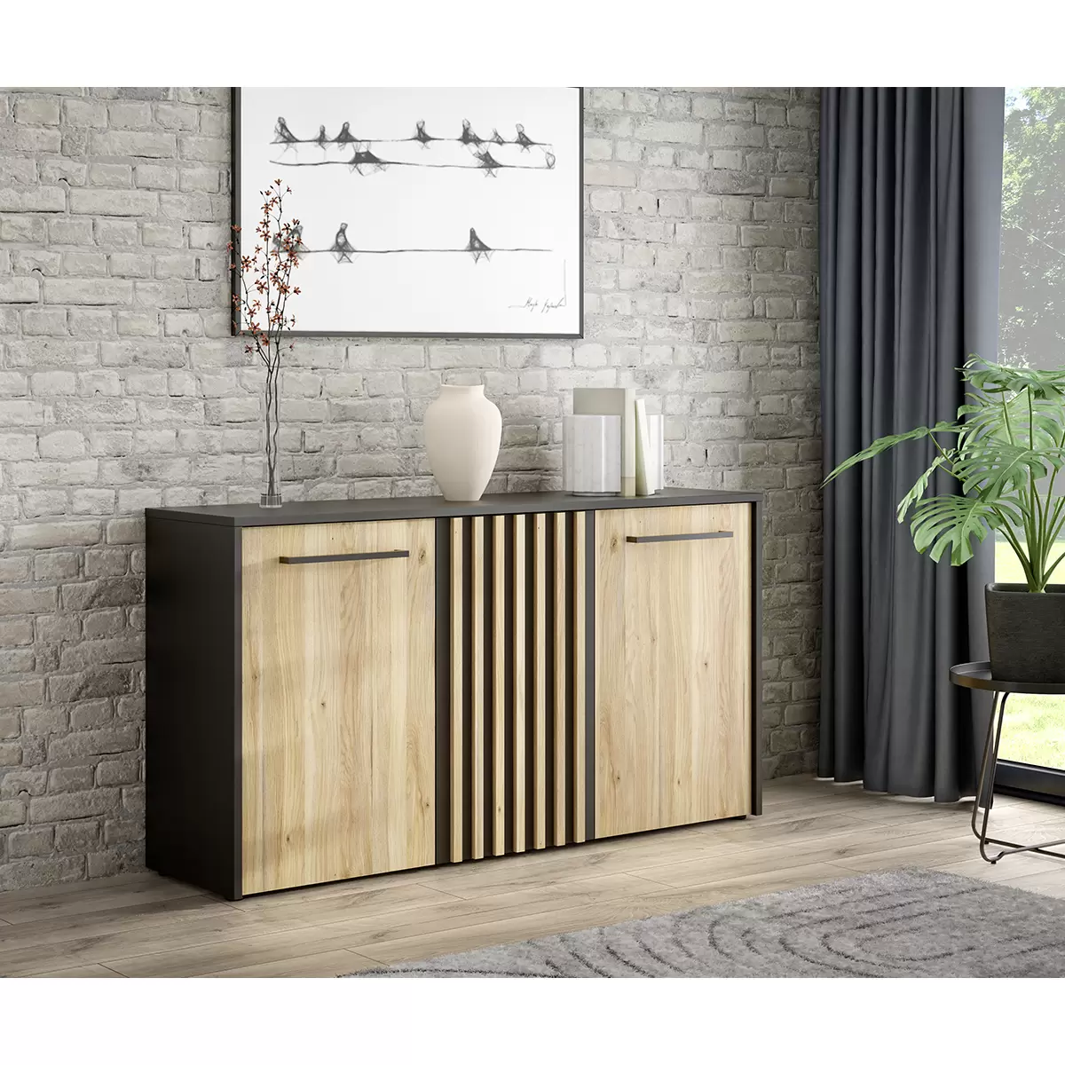 Sideboard Louisville Eiche,schwarz