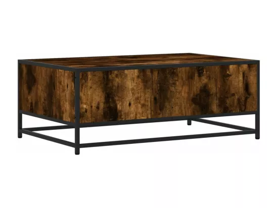 Table basse chêne fumé 90x57x35 cm bois d'ingénierie et métal