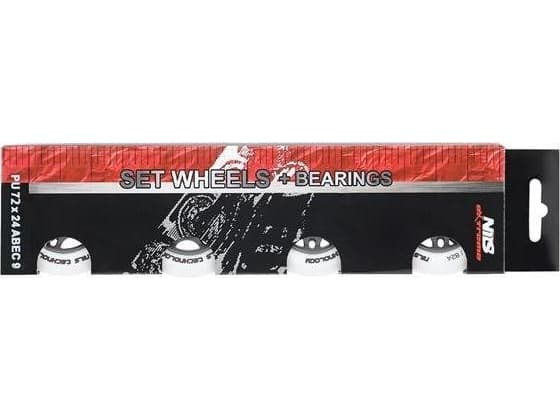 NILS Extreme PU 72x24 82A MATT HVIT (4 stk) + ABEC-9 (8 stk) NILS EXTREME SET