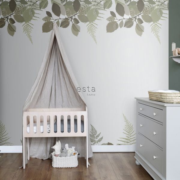 Estahome Bosdieren Fotobehang  - 1,0 x 2,79 m - Groen / Bruin