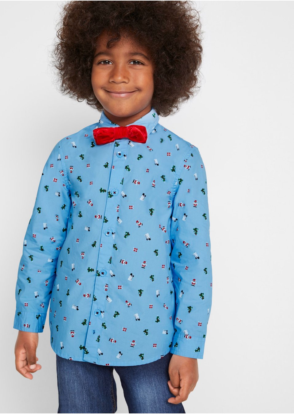 Chemise garçon manches longues avec nœud papillon (Ens. 2 pces.)