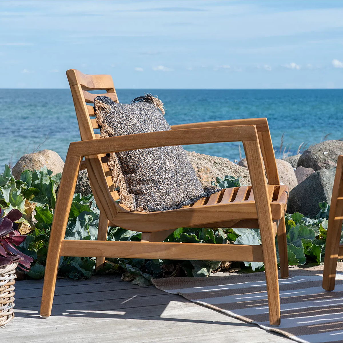 Houten tuin loungeset Tristan - 4delig - met zitkussens Naturel