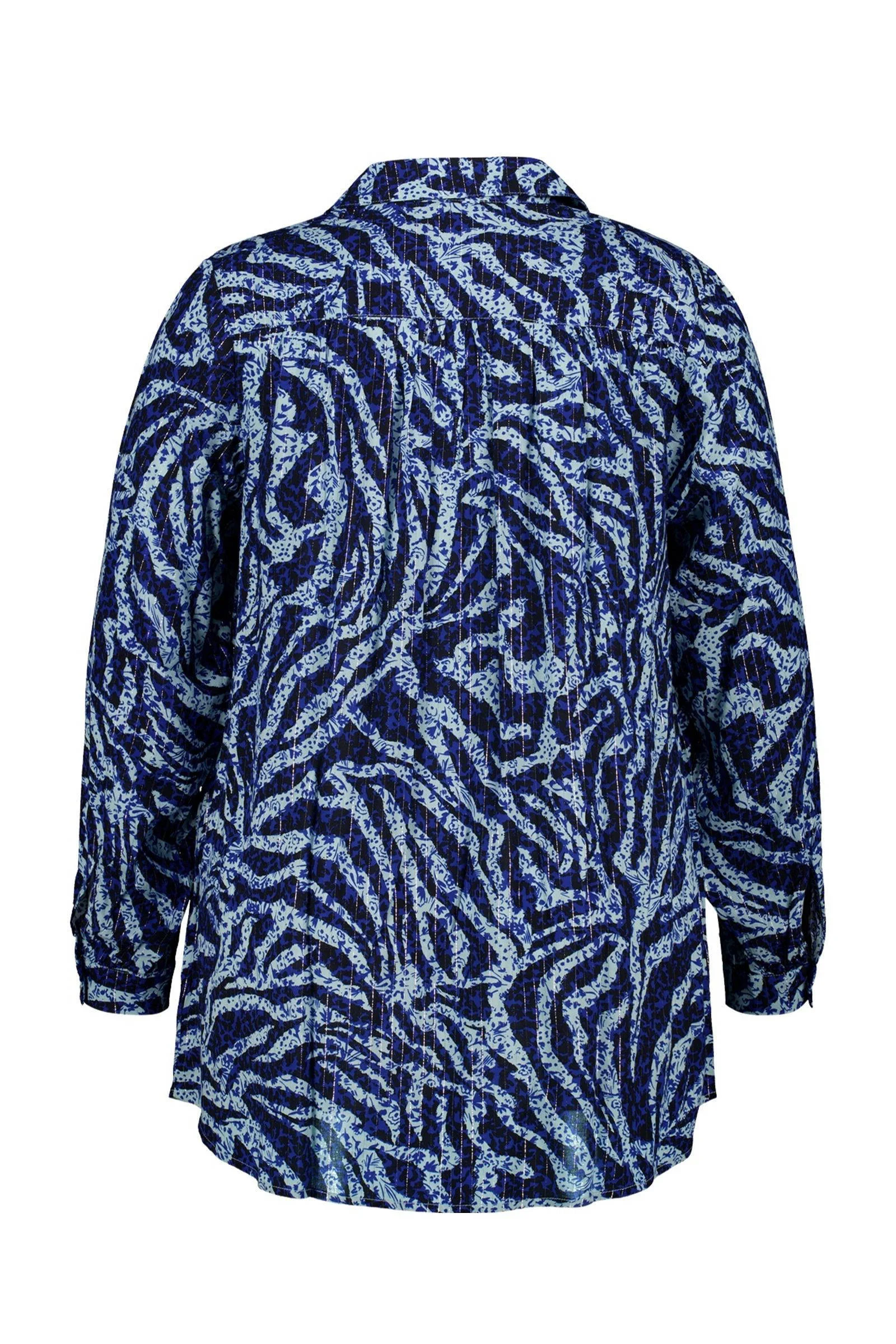 MS Mode blouse met dierenprint donkerblauw