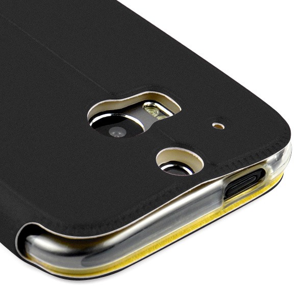 Ledertasche HTC One M8 schwarz/gelb