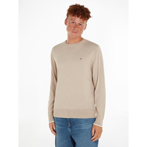 Tommy Hilfiger Mouline Striktrøje, Beige Mouline, XL