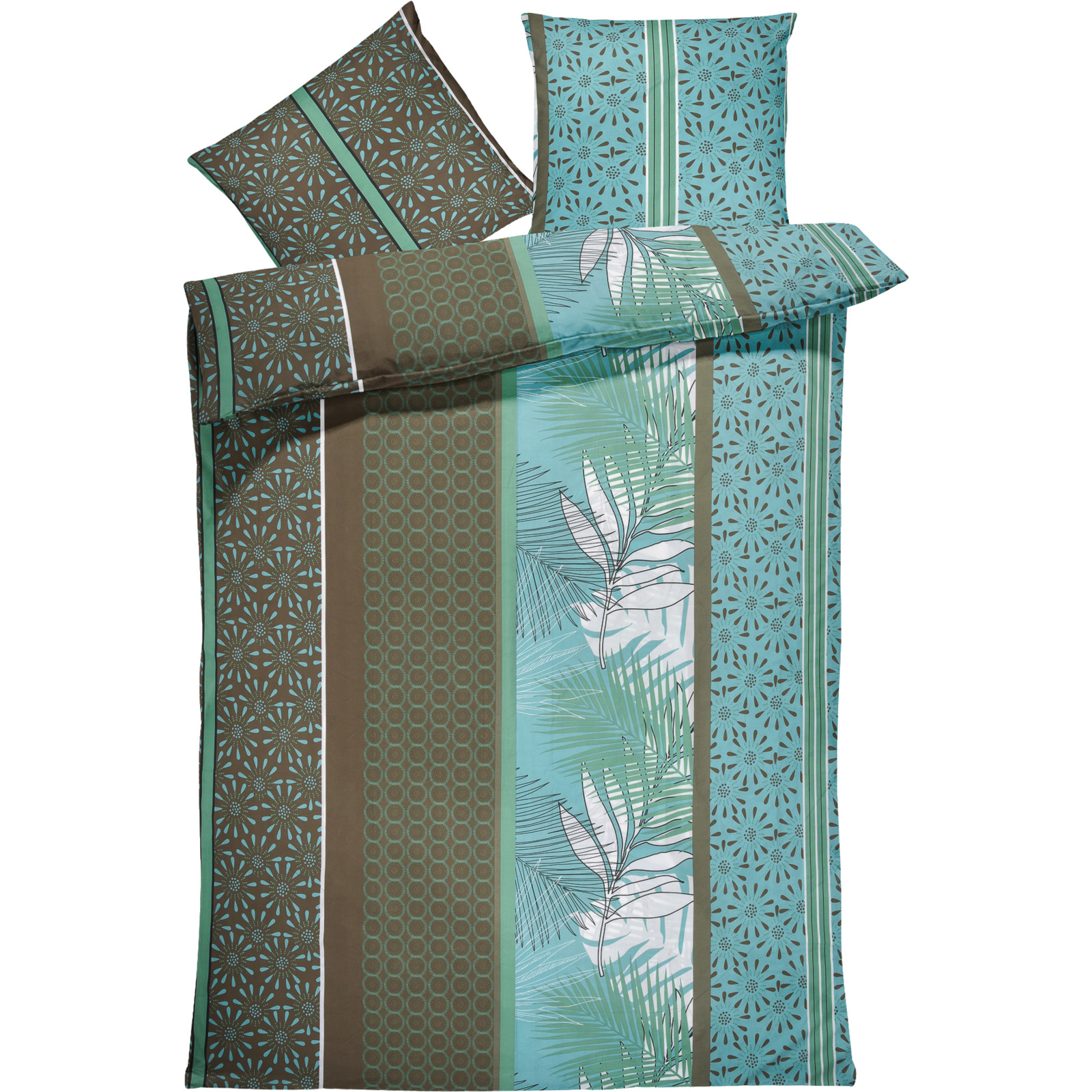 Bettwäsche Microfaser floral türkisblau 50x70 Kissenbezug
