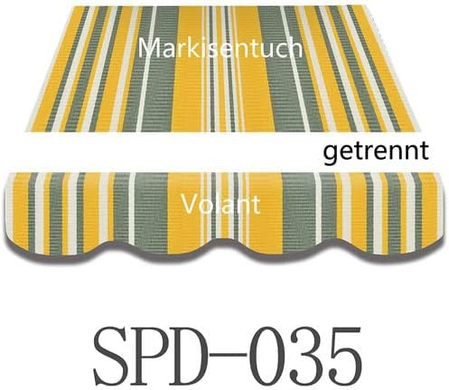 Markisenstoff mit Volant für 4 x 2,5 m Markisen-Ersatzstoff Markisentuch Markisenbespannung Markisentuch Sonnenschutz fertig genäht Maß Tuch 3,83 x 2,5 m Volant 3,83 x 0,21 m Design SPD035