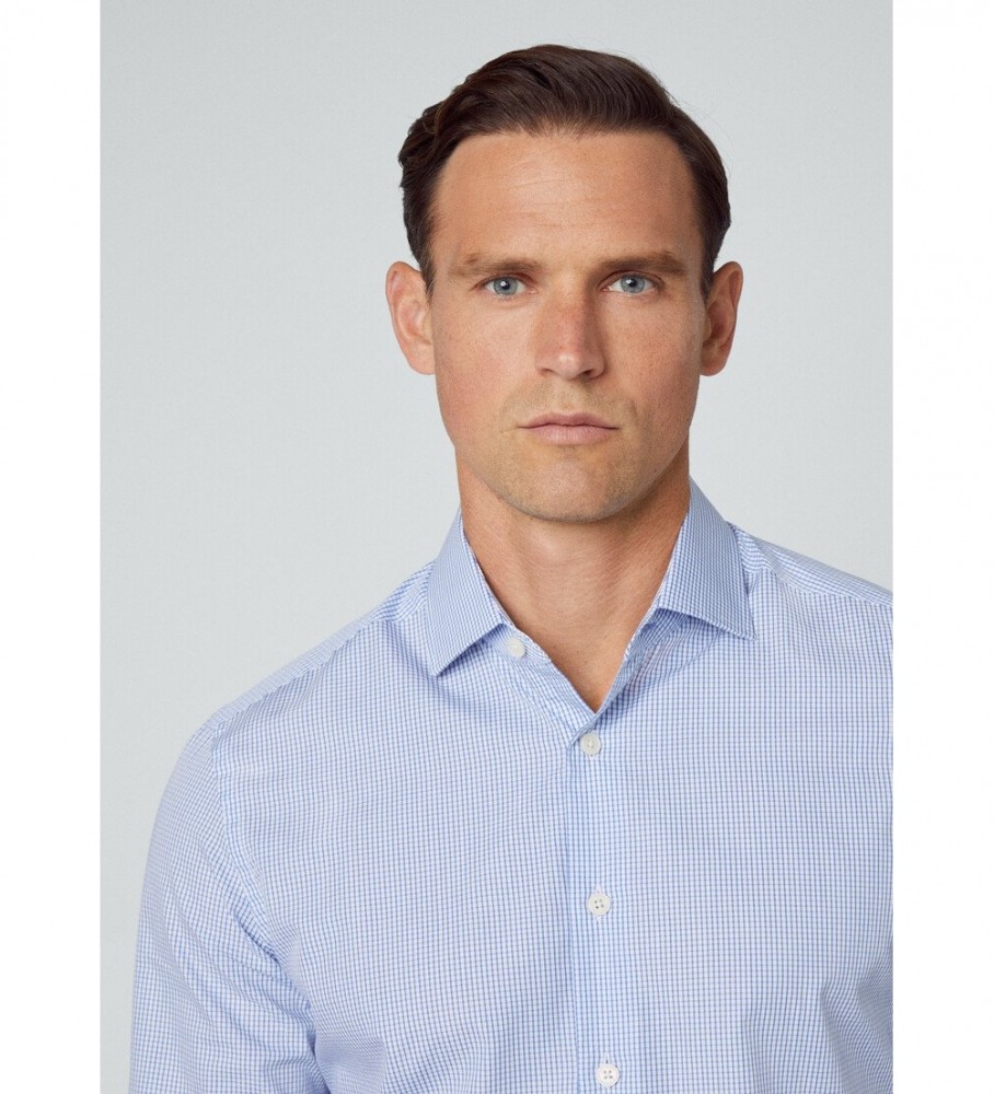 Camisa Hackett Azul com Estampa Xadrez