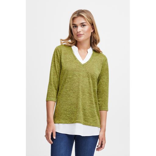 Fransa Strikbluse, Dark Citron Melange, XXL