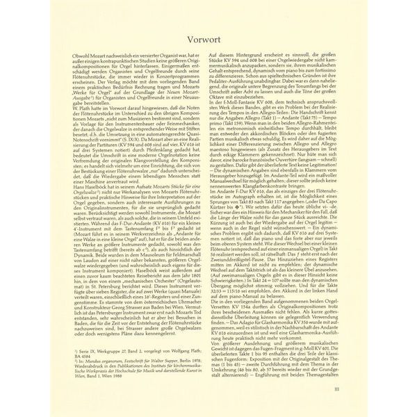 Bärenreiter Mozart Werke for Orgel