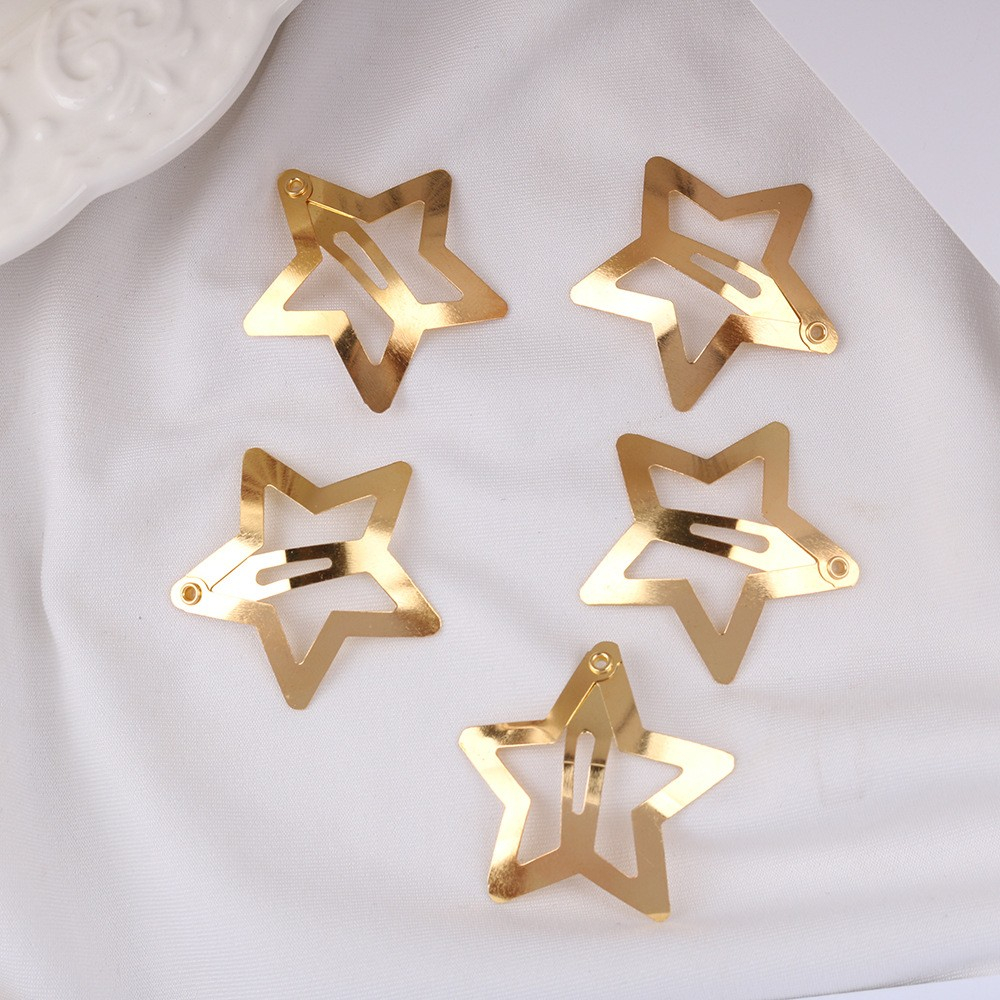 (10er Set) Haarspangen Metall Klammern Clips Haarschmuck Stern - Gold