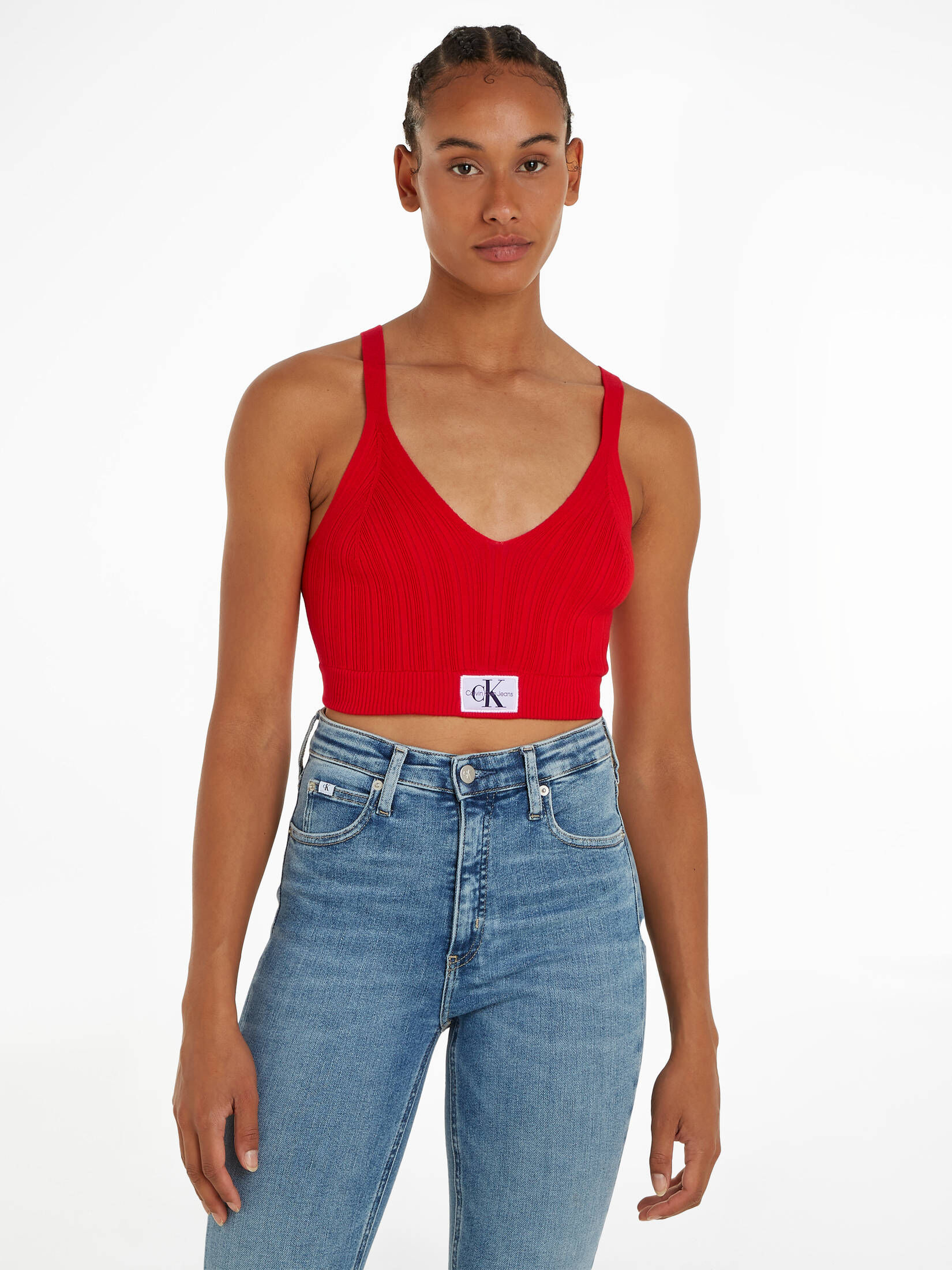 CALVIN KLEIN JEANS| Damen Top BRALETTE aus geripptem Lyocell