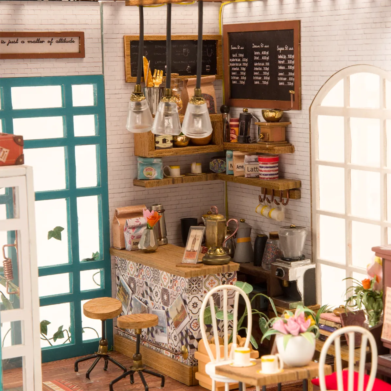(203-tlg. Set) Rolife Modell Bausatz DIY Miniatur Haus mit Licht Home Deko für Erwachsene (DG109) - Simon's Coffee