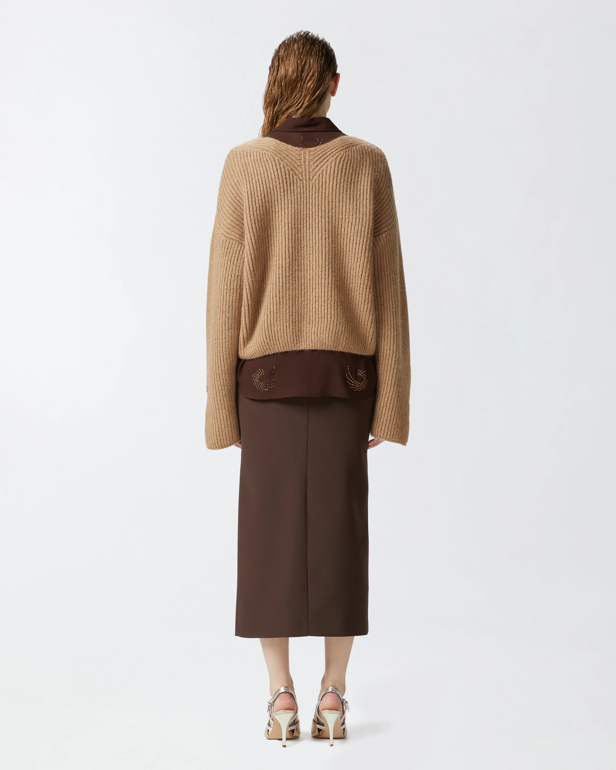Pull col v | Beige