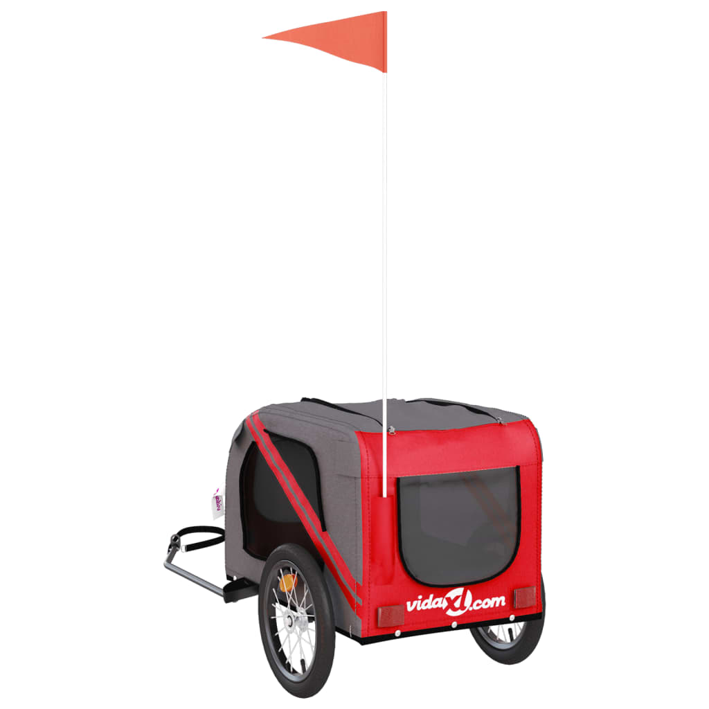 Remorque de vélo pour animaux de compagnie rouge et gris