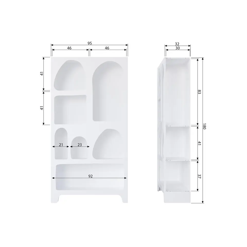 WOOOD Caz Vakkenkast - Plywood - Wit - 180x95x32