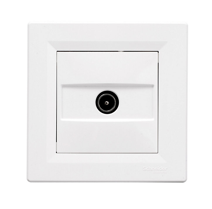 Prise TV simple complète Schneider Electric Asfora blanc