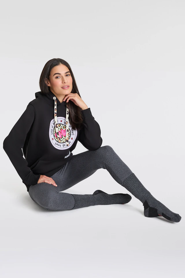 Zwillingsherz Hoodie , Kapuze, Langarm, Kängurutasche, Leo-Details, modisch