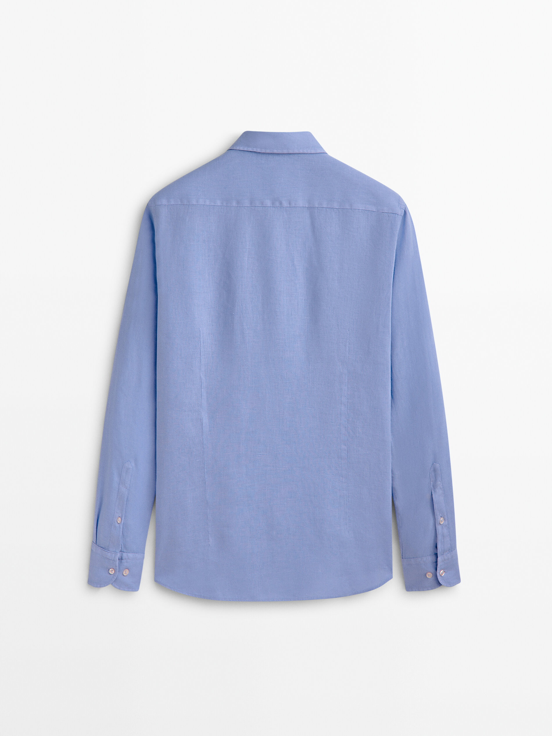 Camisa slim fit 100% linho - AZUL MÉDIO