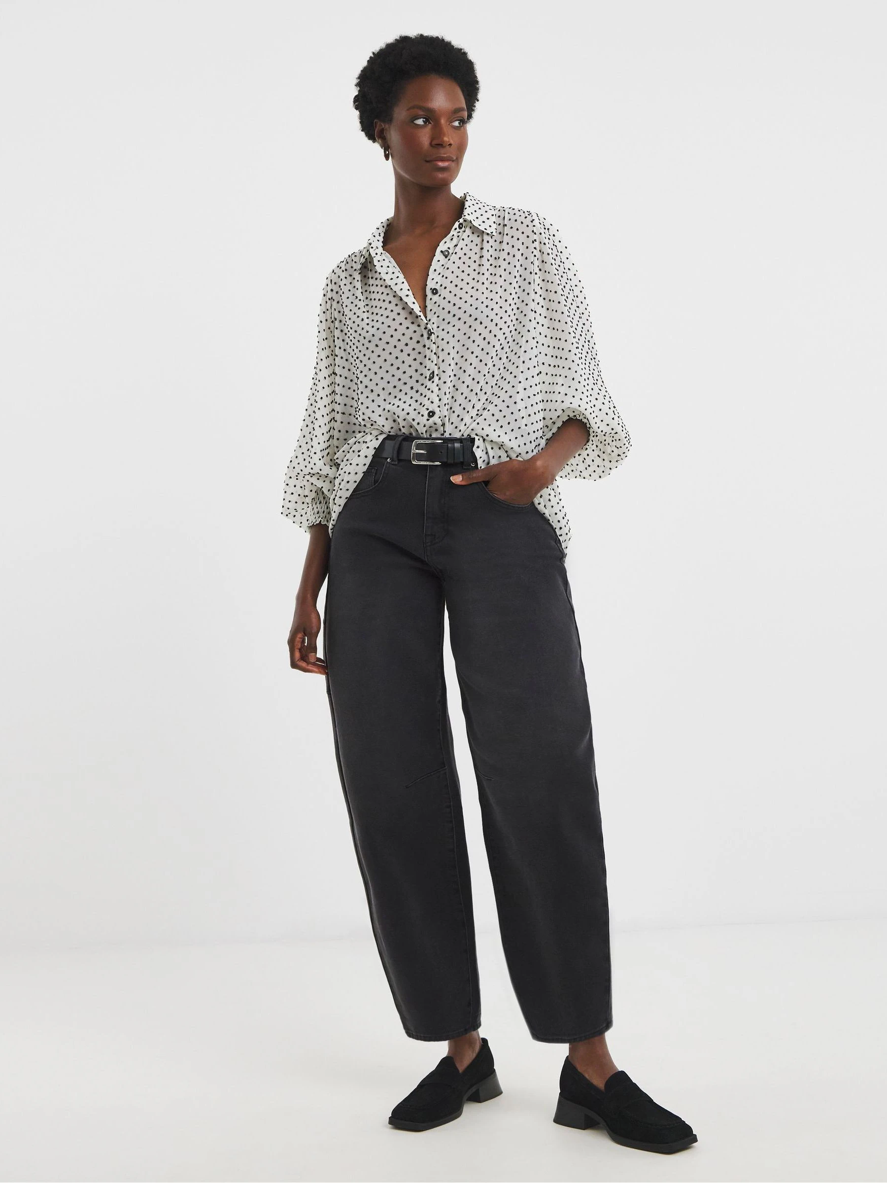 Zwart - JD Williams Authentic Barrel Leg Jeans