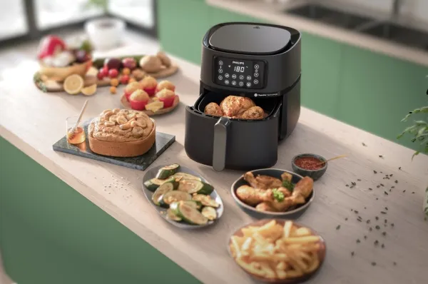 Philips Series 5000 Connected HD9285 XXL - Varmluftsrister - 7.2 liter - 2 kW - mørk sølv/sort