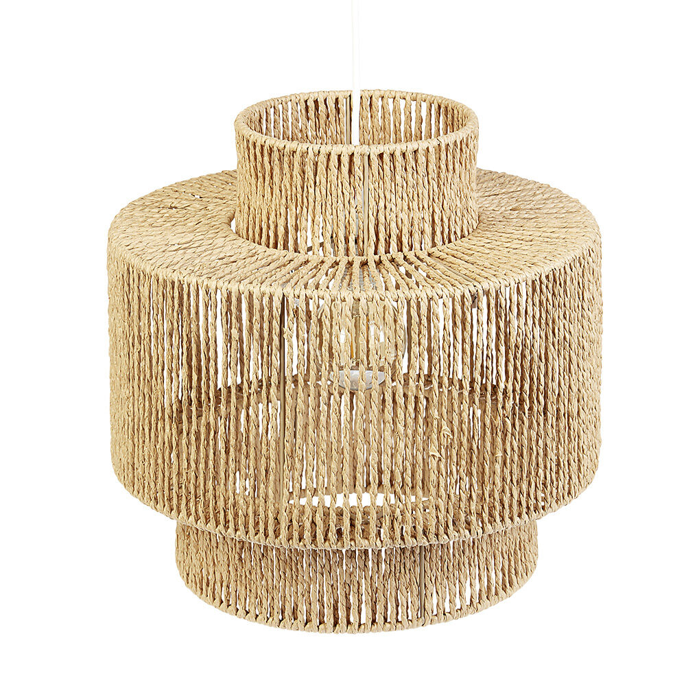 Suspension ronde à 3 niveaux en cordage imitation jute naturel