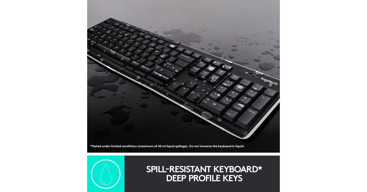 LogitechWireless Combo MK270, desktopset  (Zwart, EU lay-out (QWERTY), Rubberdome)