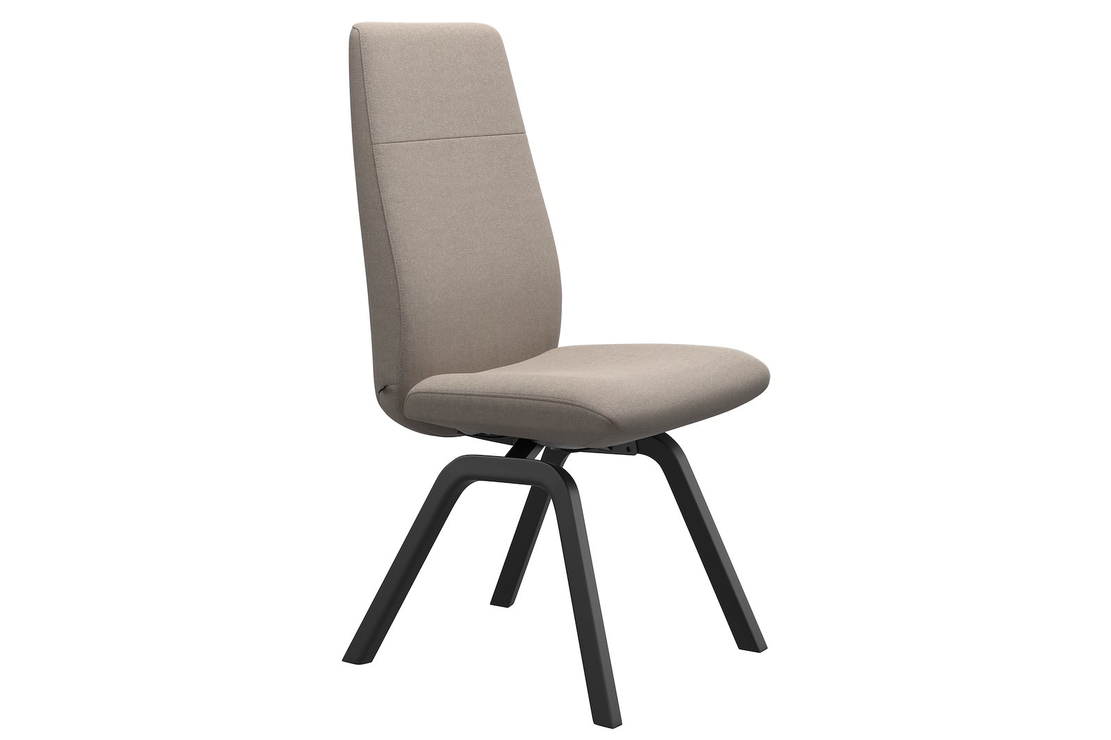 Chilli spisestol Tekstil Tulip Light Beige, large sete med sortbeiset understell.