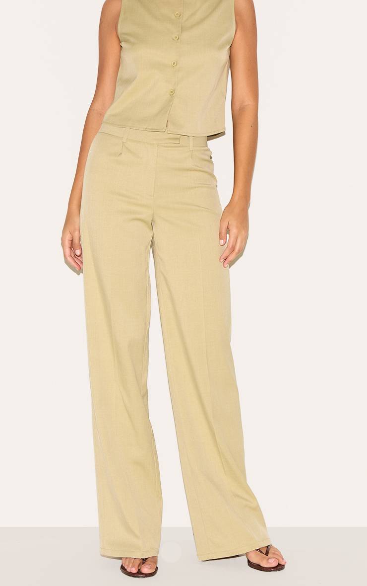 Gris Argile Pantalon Droit Taille Mi-haute Coupe Ajustée Tall