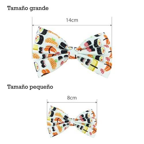 Gravata borboleta branca estilo sushi para cães