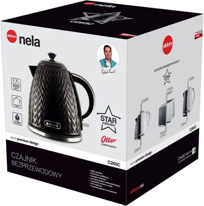 ELDOM Waterkoker NELA, inhoud 1,7 l, vermogen 2000 W, zwart