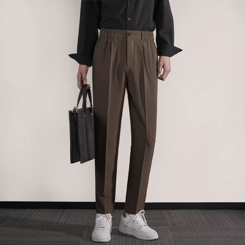 Loansk - Hoge taille effen cropped taps toelopende broek