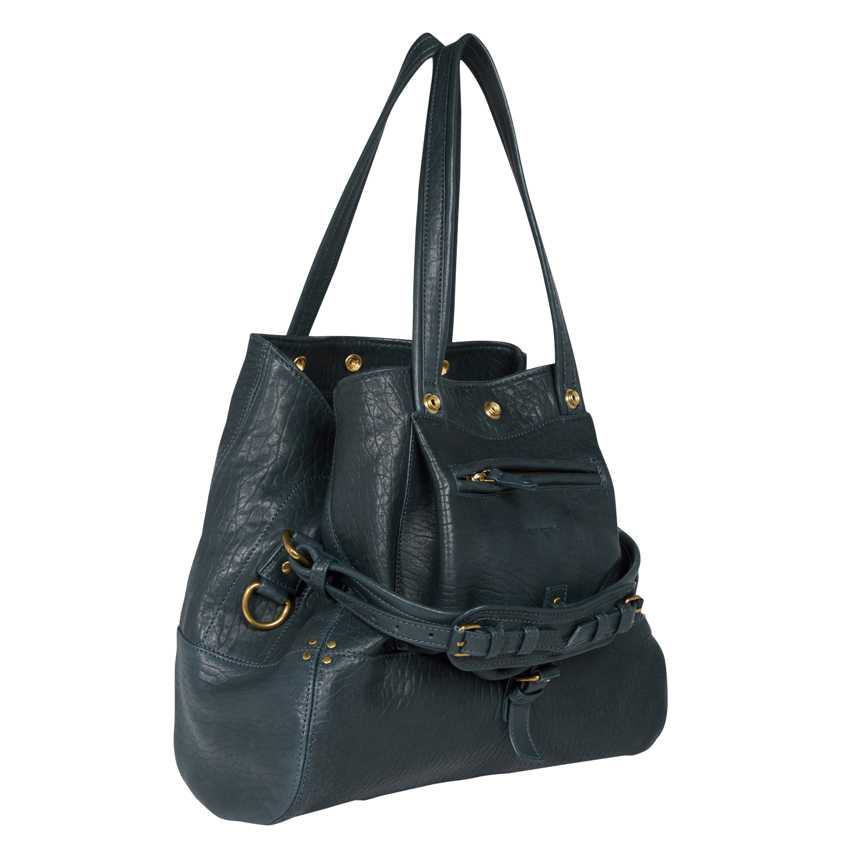 BILLY M - Sac cabas porté épaule en cuir | Bleu