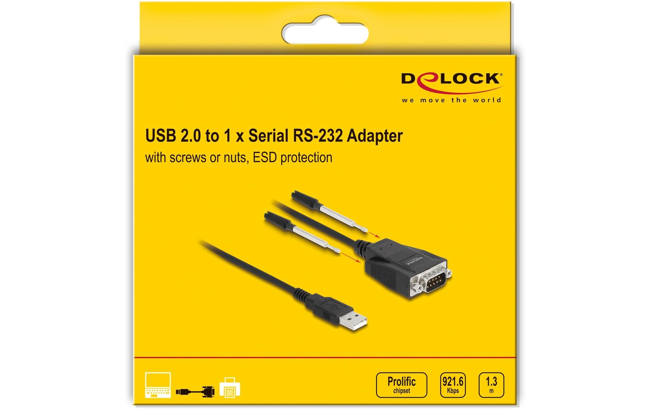Adapter USB 2.0 - Seriell RS-232Adapter USB 2.0 Typ A zu Seriell RS-232 Stecker