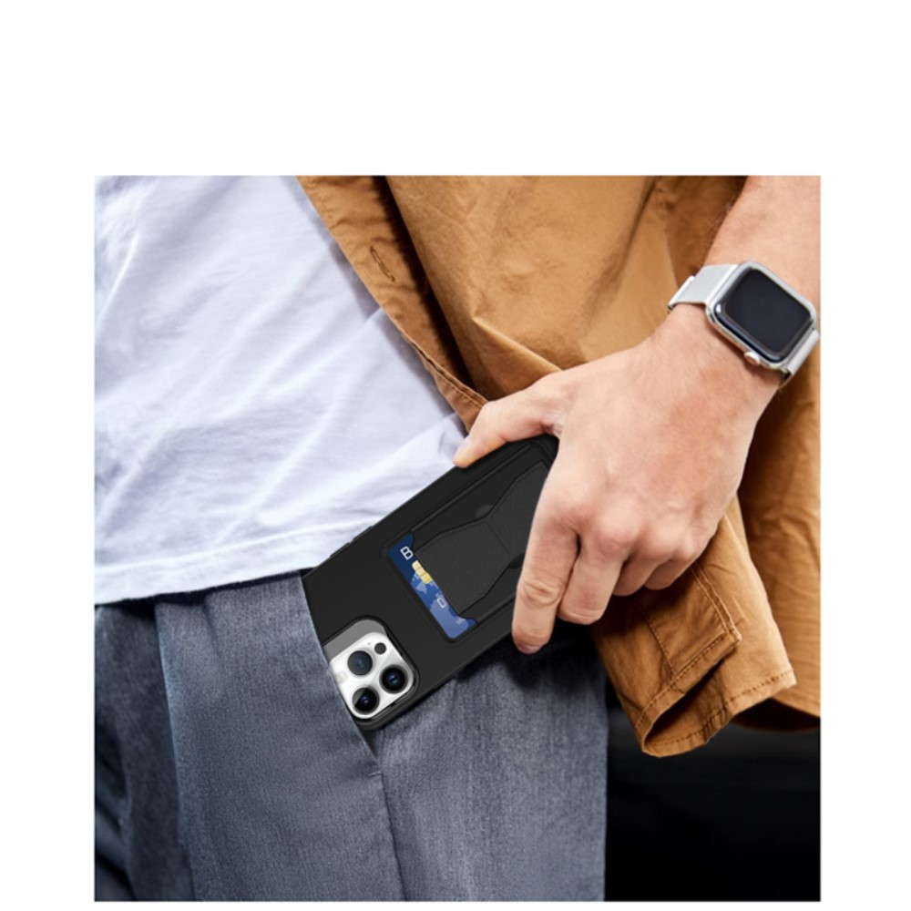 iPhone 15 Gummi Hülle mit Kartenfach   Kickstand Aufsteller - Dunkelblau