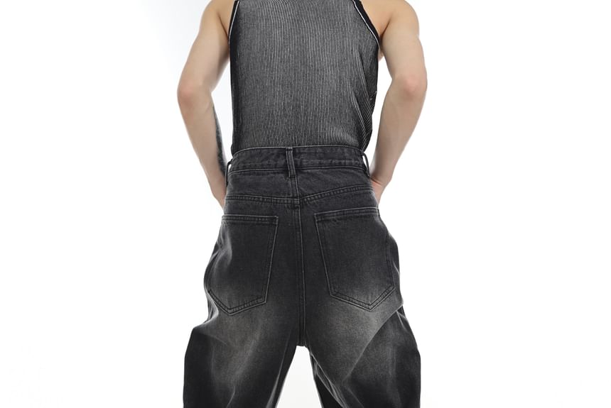 kooklay - Mid Rise Washed Wide Leg Jeans