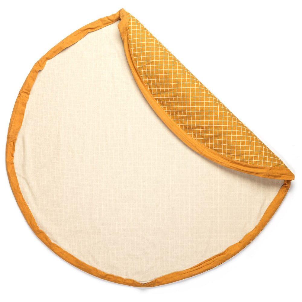 Køb Play&Go Organic Grid Mustard 2-in-1 Legetæppe