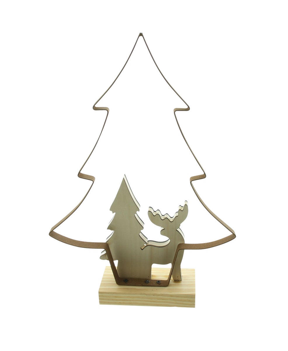 FRANK FLECHTWAREN | LED decoratieve metalen kerstboom, 24,5 x 7 x 36 cm, spar, metaal, acryl