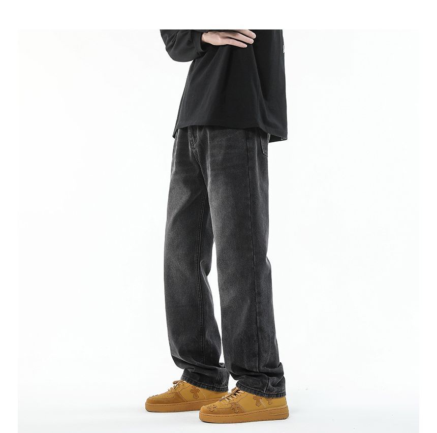 FOEV - Mid Rise Washed Loose Fit Jeans